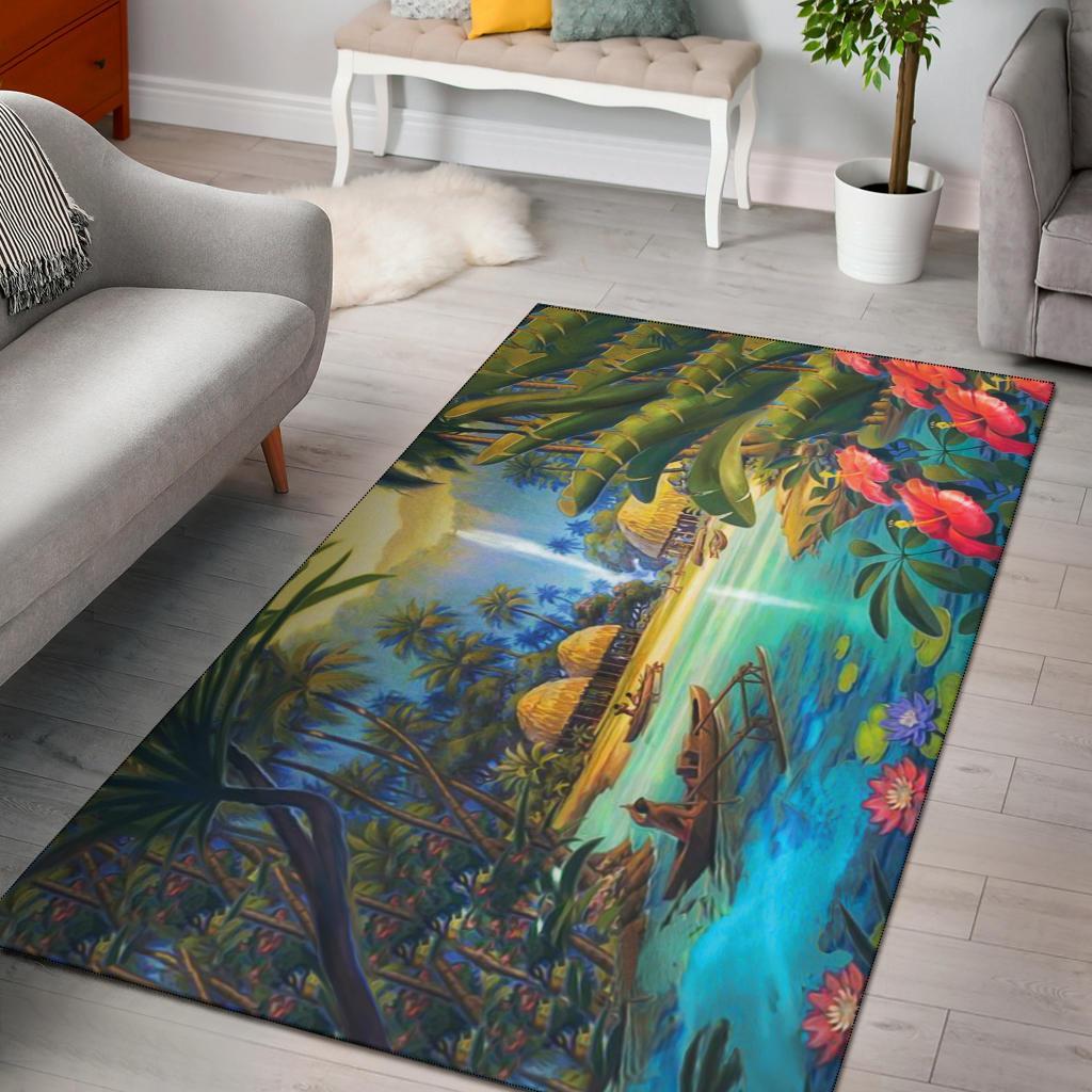 Vintage Village Area Rug AH Black - Polynesian Pride