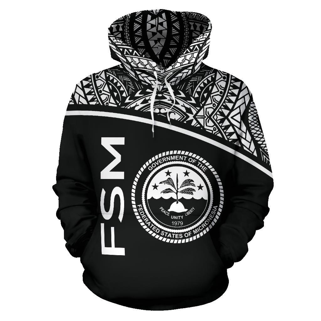 Federated States of Micronesia All Over Hoodie Micronesia Curve Black Style - Polynesian Pride