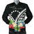 Cook Islands Men's Bomber Jacket - Cook Islands Coat of Arms & Polynesian Tropical Flowers White White - Polynesian Pride