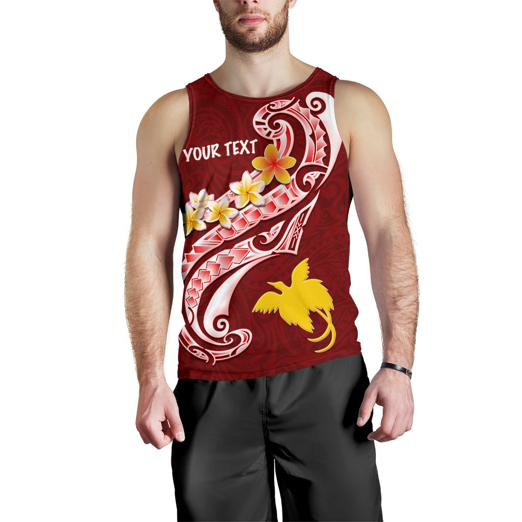Papua New Guinea Custom Personalised Men's Tank Top - PNG Seal Polynesian Patterns Plumeria - Polynesian Pride