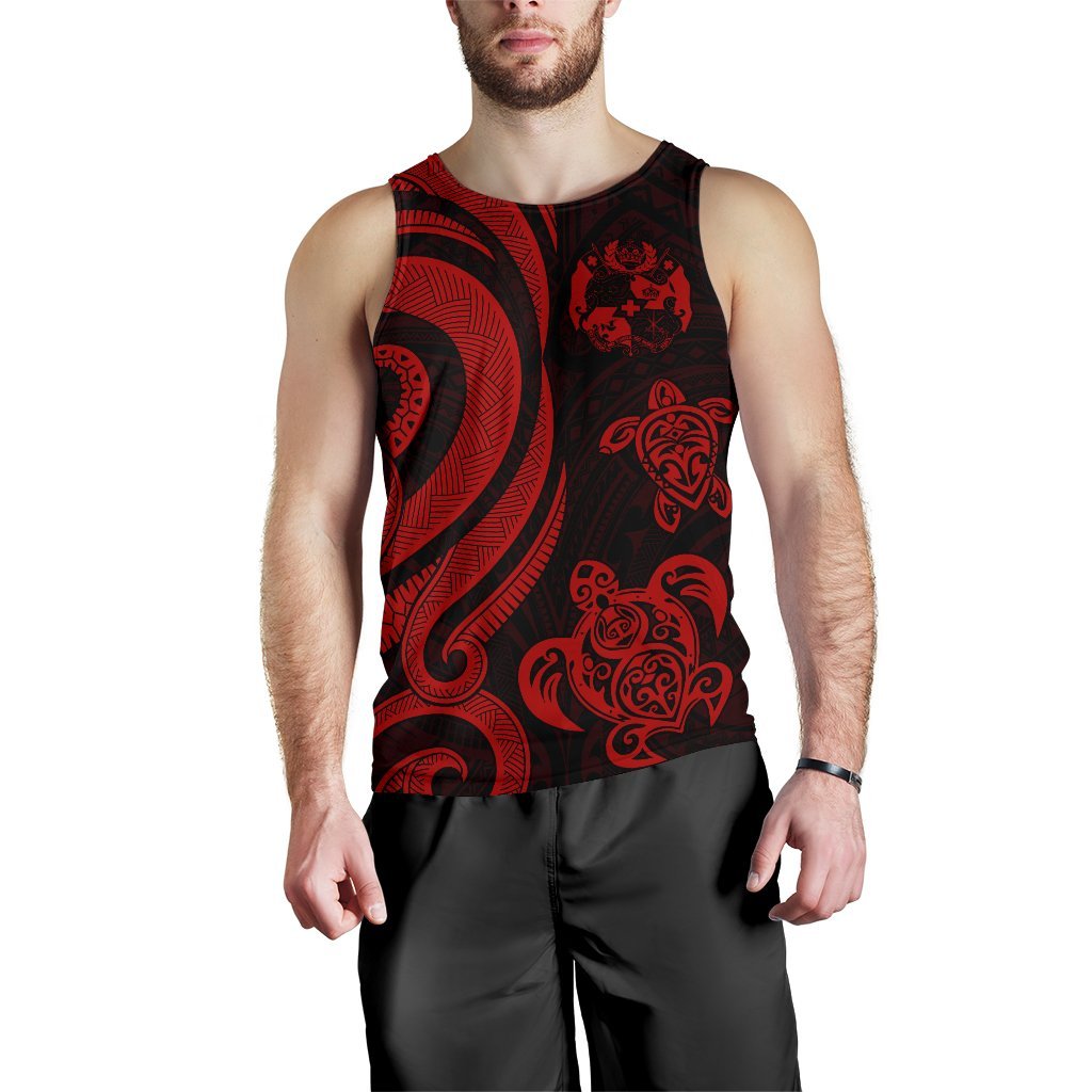 Tonga Men's Tank Top - Red Tentacle Turtle - Polynesian Pride
