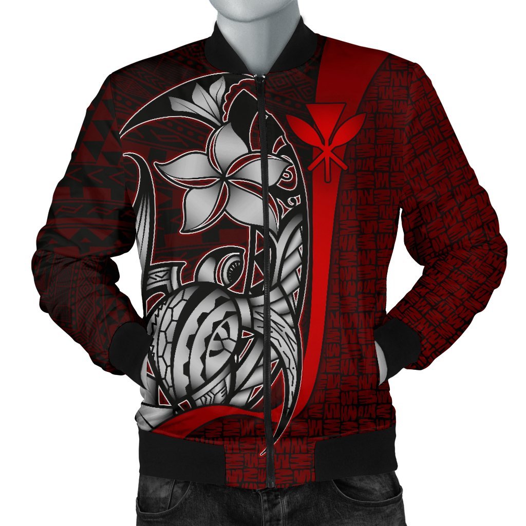 Polynesian Hawaii Men Bomber Jacket Red - Turtle with Hook - Polynesian Pride