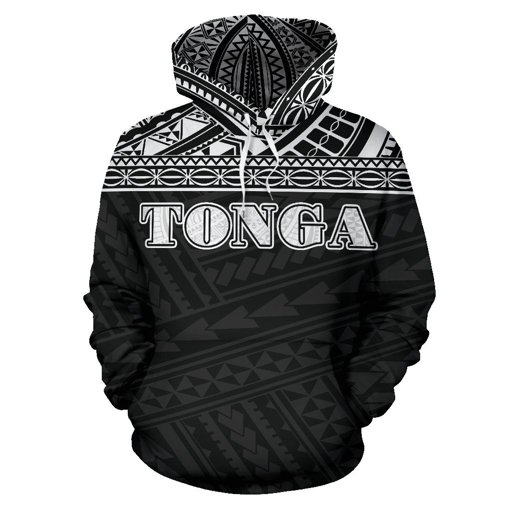 Tonga All Over Hoodie Polynesian Black Version - Polynesian Pride