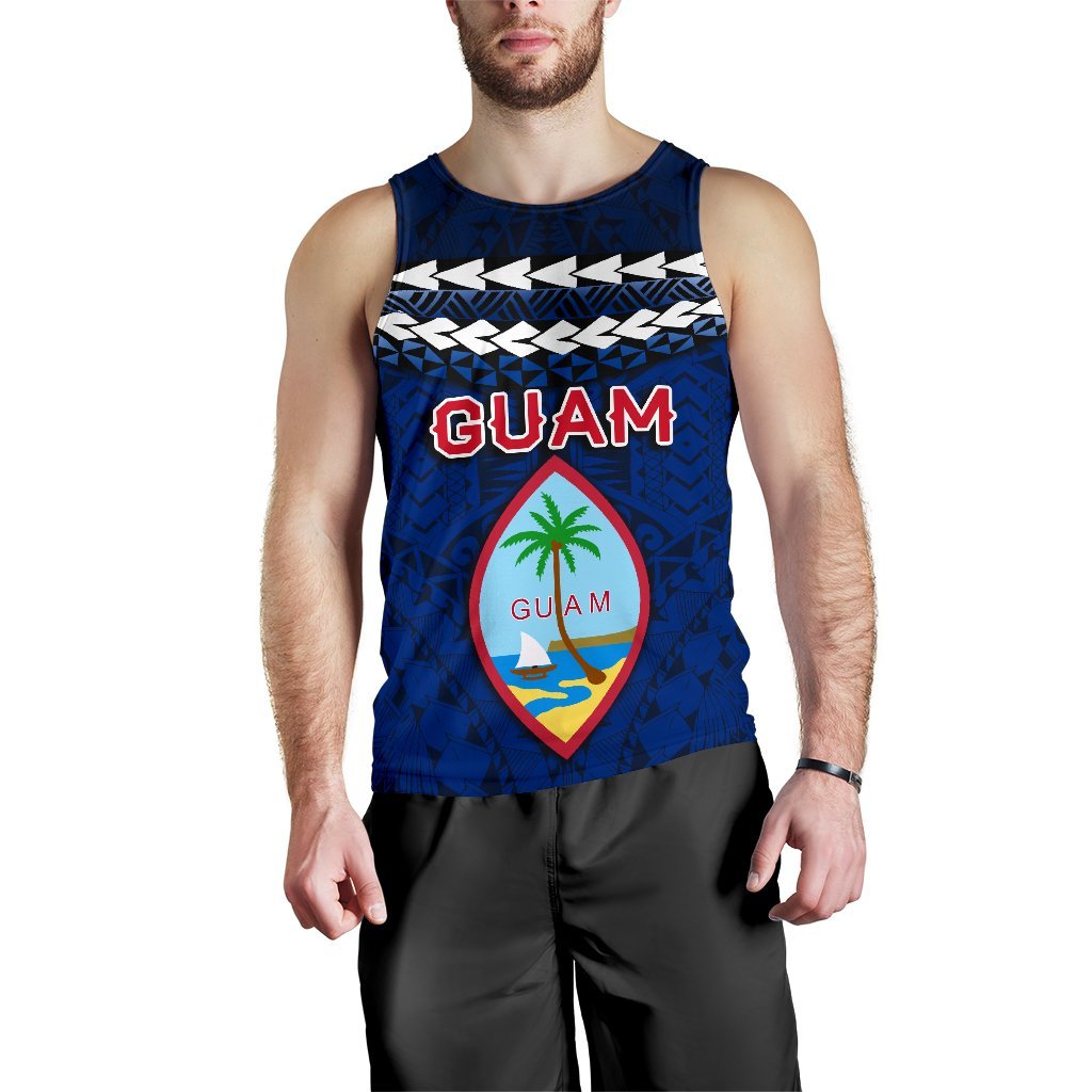 Guam Polynesian Men Tank Top - Vibes Version Blue - Polynesian Pride