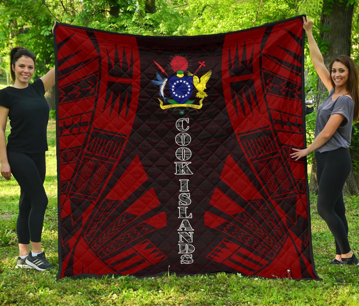 Cook Islands Premium Quilt - Cook Islands Polynesian Red Tattoo Red - Polynesian Pride