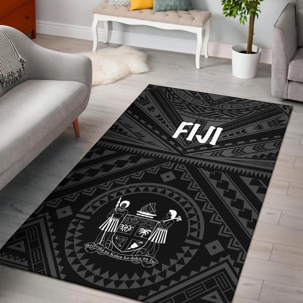 Fiji Area Rug - Fiji Seal With Polynesian Tattoo Style (Black) - Polynesian Pride