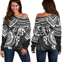Polynesian Off Shoulder Sweater (Women) - Polynesian White Turtle White - Polynesian Pride