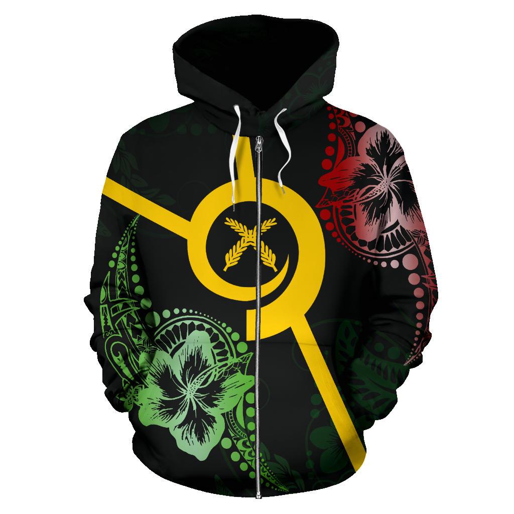Vanuatu All Over Zip up Hoodie Hibiscus Style - Polynesian Pride