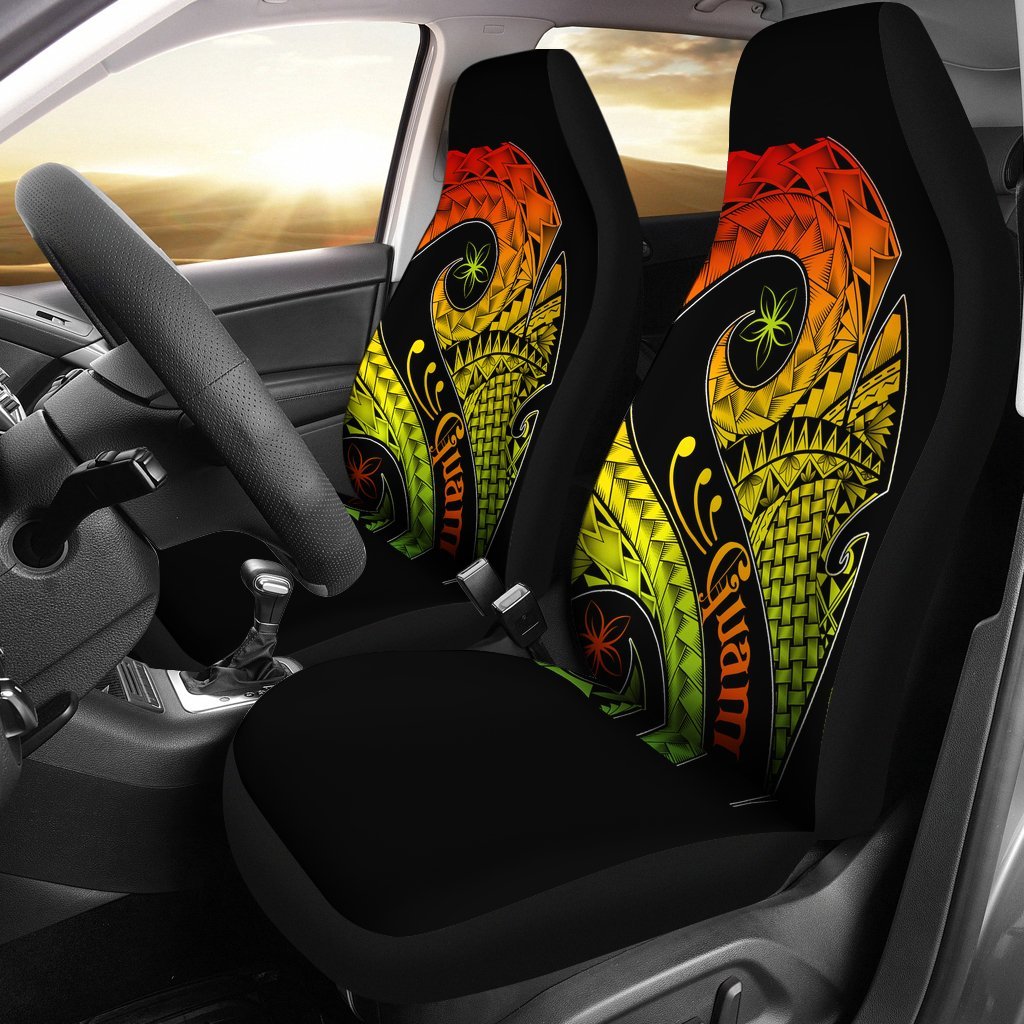 Guam Car Seat Covers - Guam Polynesian Decorative Patterns Universal Fit Black - Polynesian Pride