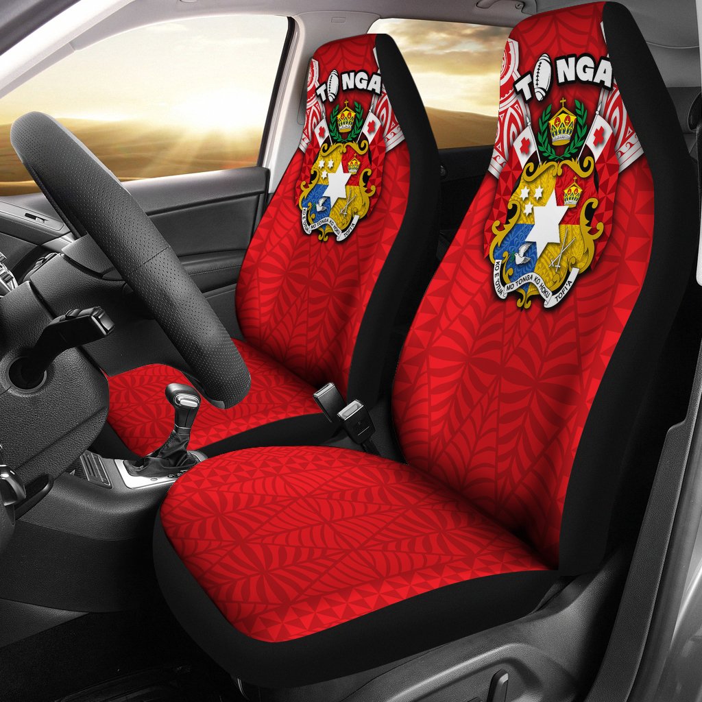(Custom Personalised) Tonga Rugby Car Seat Covers Royal Style Universal Fit Red - Polynesian Pride
