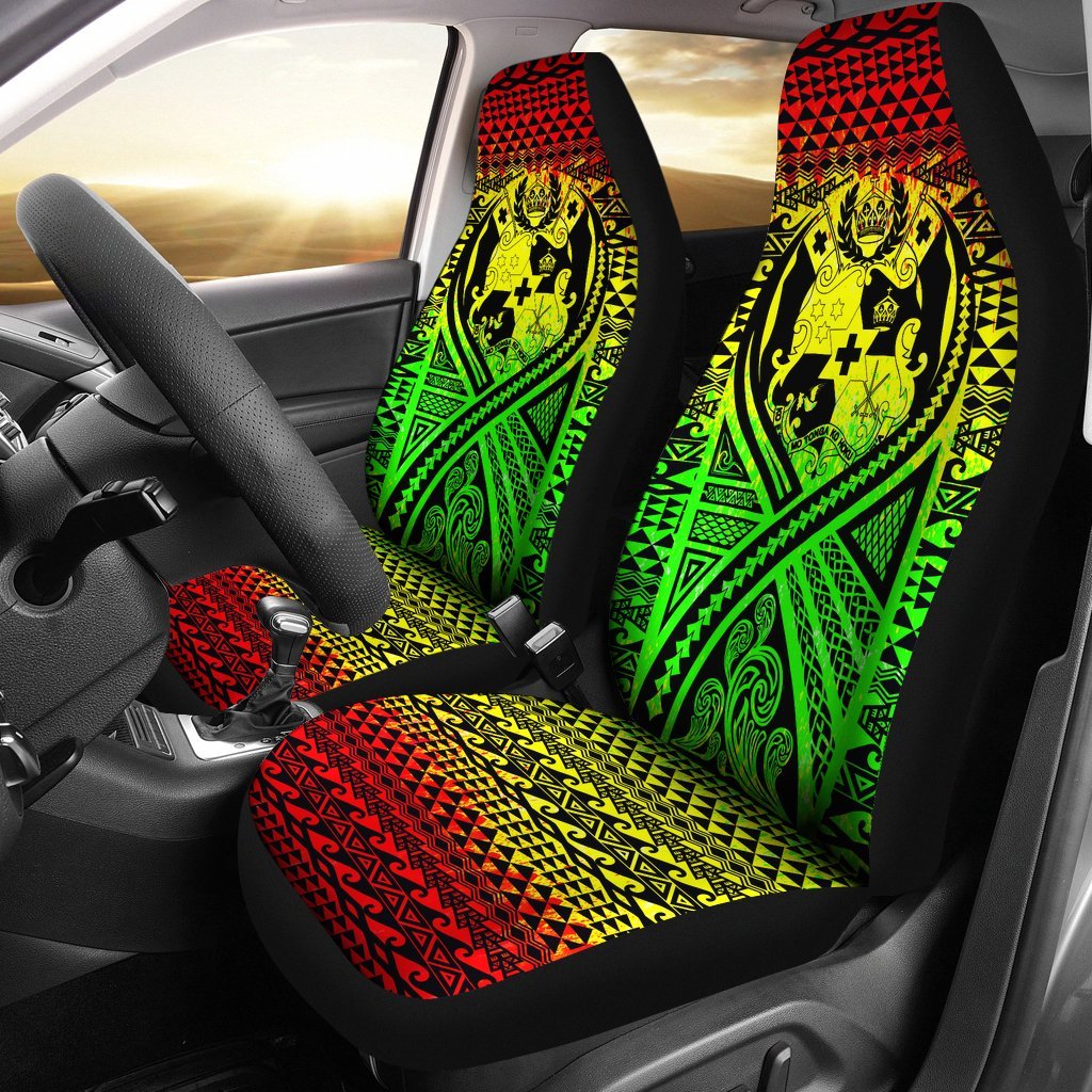 Tonga Car Seat Cover - Tonga Coat Of Arms Polynesian Tattoo Reggae Universal Fit Reggae - Polynesian Pride