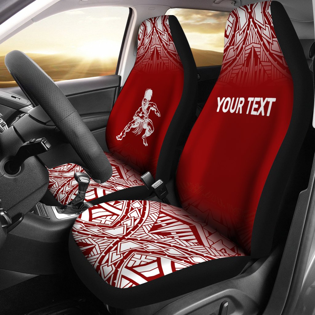 Hawaii Custom Personalised Car Seat Covers - Polynesian Warriors Tattoo Fog Red Universal Fit Red - Polynesian Pride