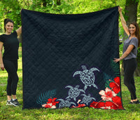 Hawaii Polynesian Turtle Premium Quilt Dark Blue - Polynesian Pride