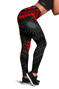 Marshall Islands Polynesian Leggings (Women) - Red Turtle - Polynesian Pride