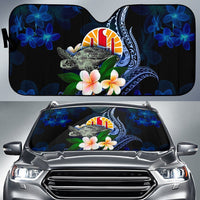Tahiti Polynesian Sun Shades - Turtle With Plumeria Flowers One Style Universal Fit Blue - Polynesian Pride