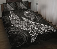 Polynesian Quilt Bed Set - Polynesian White Shark Warrior Tattoo - Polynesian Pride