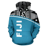 Fiji Polynesian Hoodie Blue Curve - Polynesian Pride