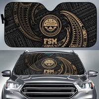 Polynesian Federated States of Micronesia Sun Shades - Gold Tribal Wave Auto Sun Shade Universal Fit Gold - Polynesian Pride