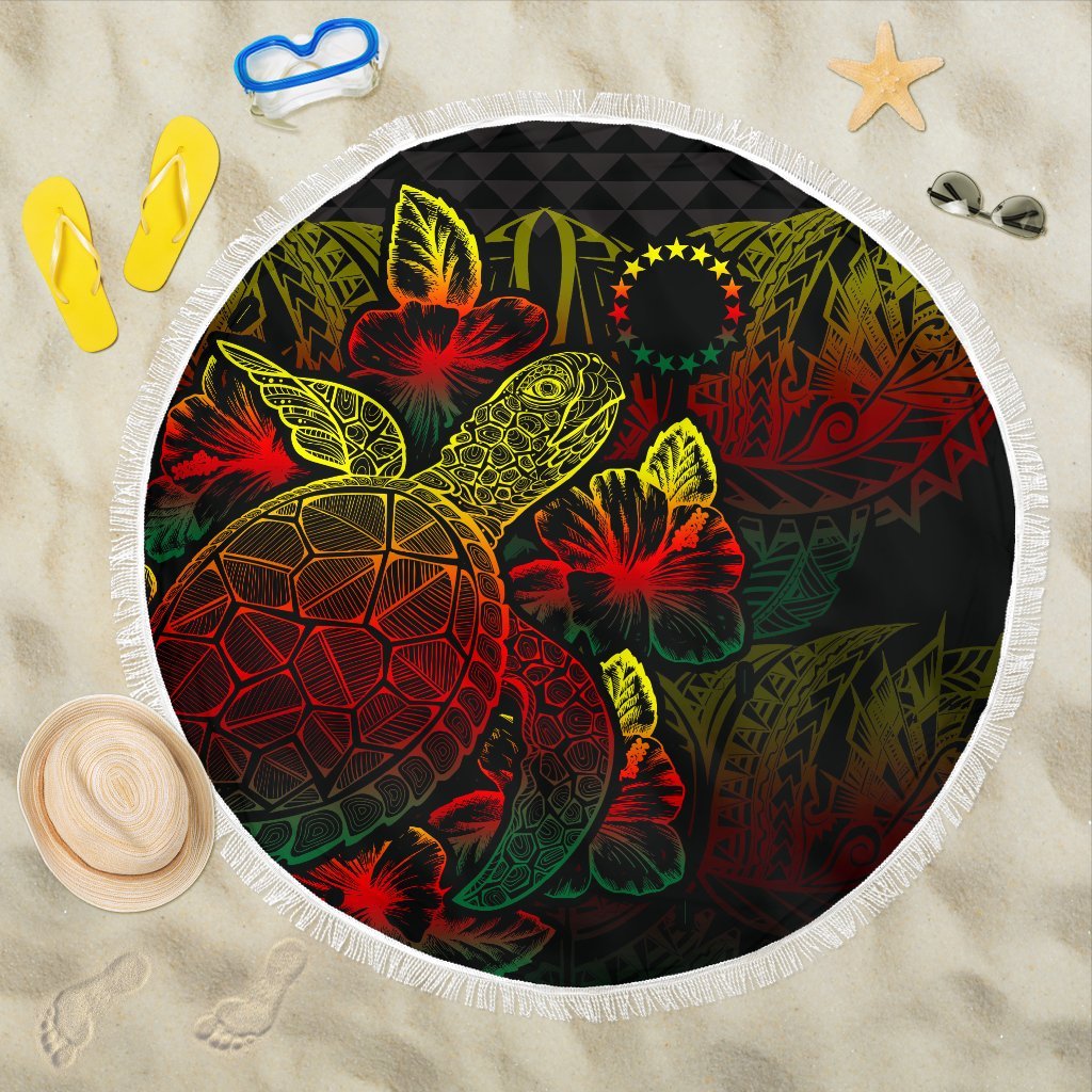 Cook Islands Polynesia Beach Blanket Turtle Hibiscus Reggae One Style One Size Reggae - Polynesian Pride