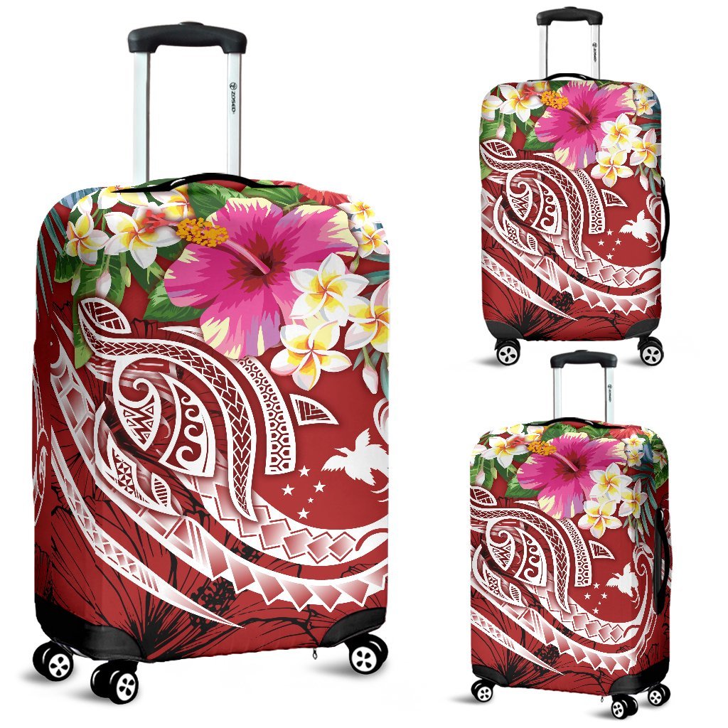 Papua New Guinea Polynesian Luggage Covers - Summer Plumeria (Red) - Polynesian Pride