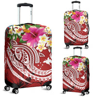 Papua New Guinea Polynesian Luggage Covers - Summer Plumeria (Red) - Polynesian Pride
