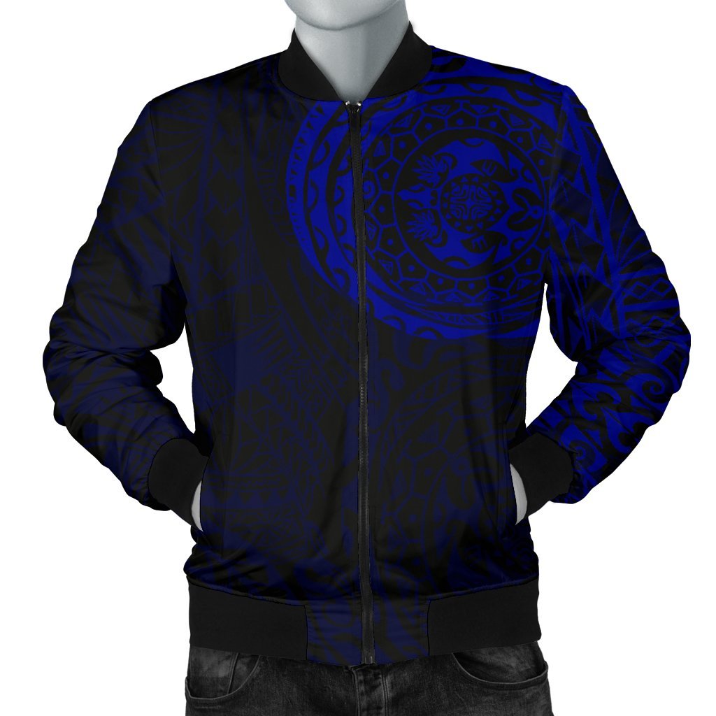 Polynesian Tattoo Style Men's Bomber Jacket Blue 2 Blue - Polynesian Pride