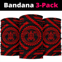 Hawaiian Turtle Map Black Red Bandana 3 - Pack - Polynesian Pride