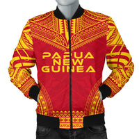 Papua New Guinea Flag Polynesian Chief Men's Bomber Jacket Red - Polynesian Pride