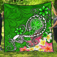 Hawaii Premium Quilt - Turtle Plumeria Polynesian Tattoo Green Color Green - Polynesian Pride