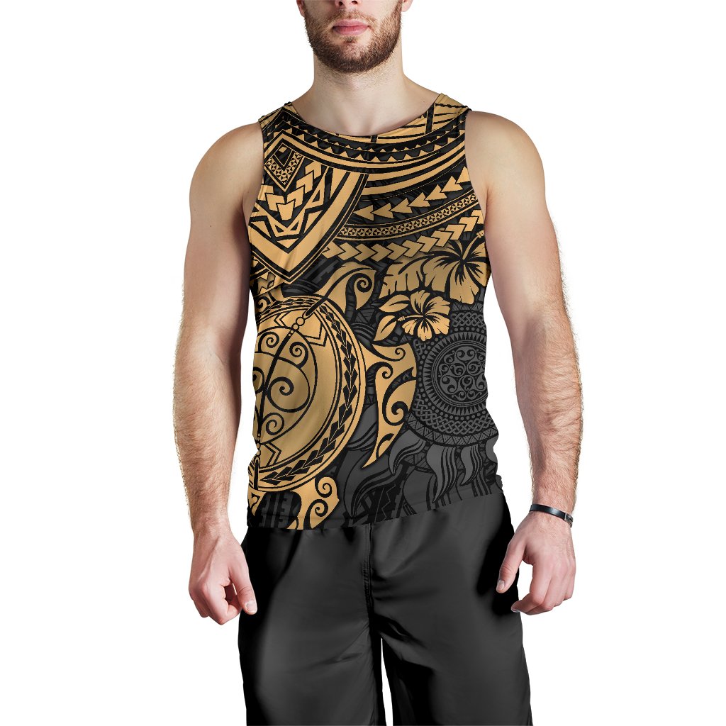 Polynesian Tank Top (Men) - Polynesian Golden Turtle Golden - Polynesian Pride