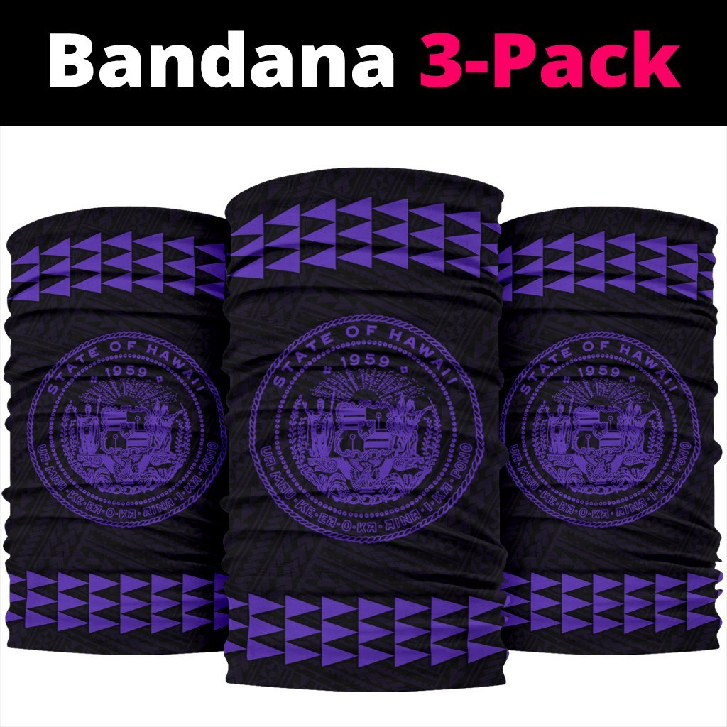 Hawaii Kakau Polynesian Coat Of Arms Bandana 3 - Pack - Purple - Polynesian Pride