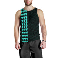 Hawaii Kakau Polynesian Three Turtles Map Men's Tank Top - Turquoise - Polynesian Pride