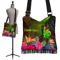 New Caledonia Polynesian Personalised Crossbody Boho Handbag - Hibiscus and Banana Leaves One Style One Size Reggae - Polynesian Pride