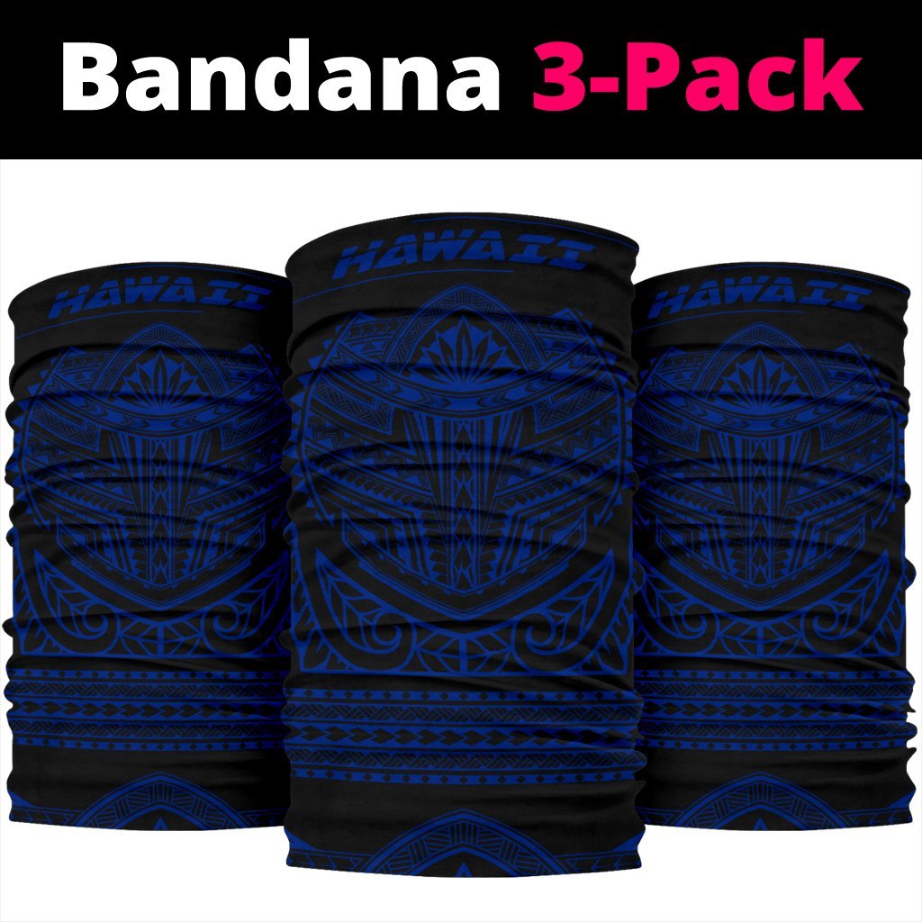 Hawaiian Kanaka Map Bandana 3 - Pack Attack Warrior Blue - Polynesian Pride