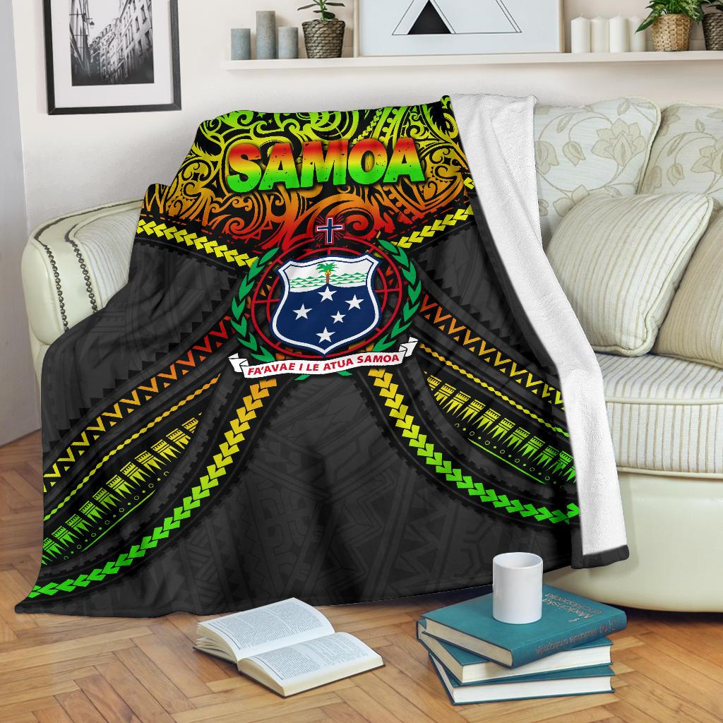 Samoa Premium Blanket Polynesian Tattoo Seashore White - Polynesian Pride