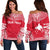 Papua New Guinea Polynesian Chief Custom Personalised Women's Off Shoulder Sweater - Flag Version Red - Polynesian Pride