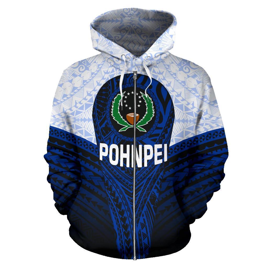 Pohnpei Polynesian Zip up Hoodie Pohnpei Flag Polynesian Tattoo - Polynesian Pride