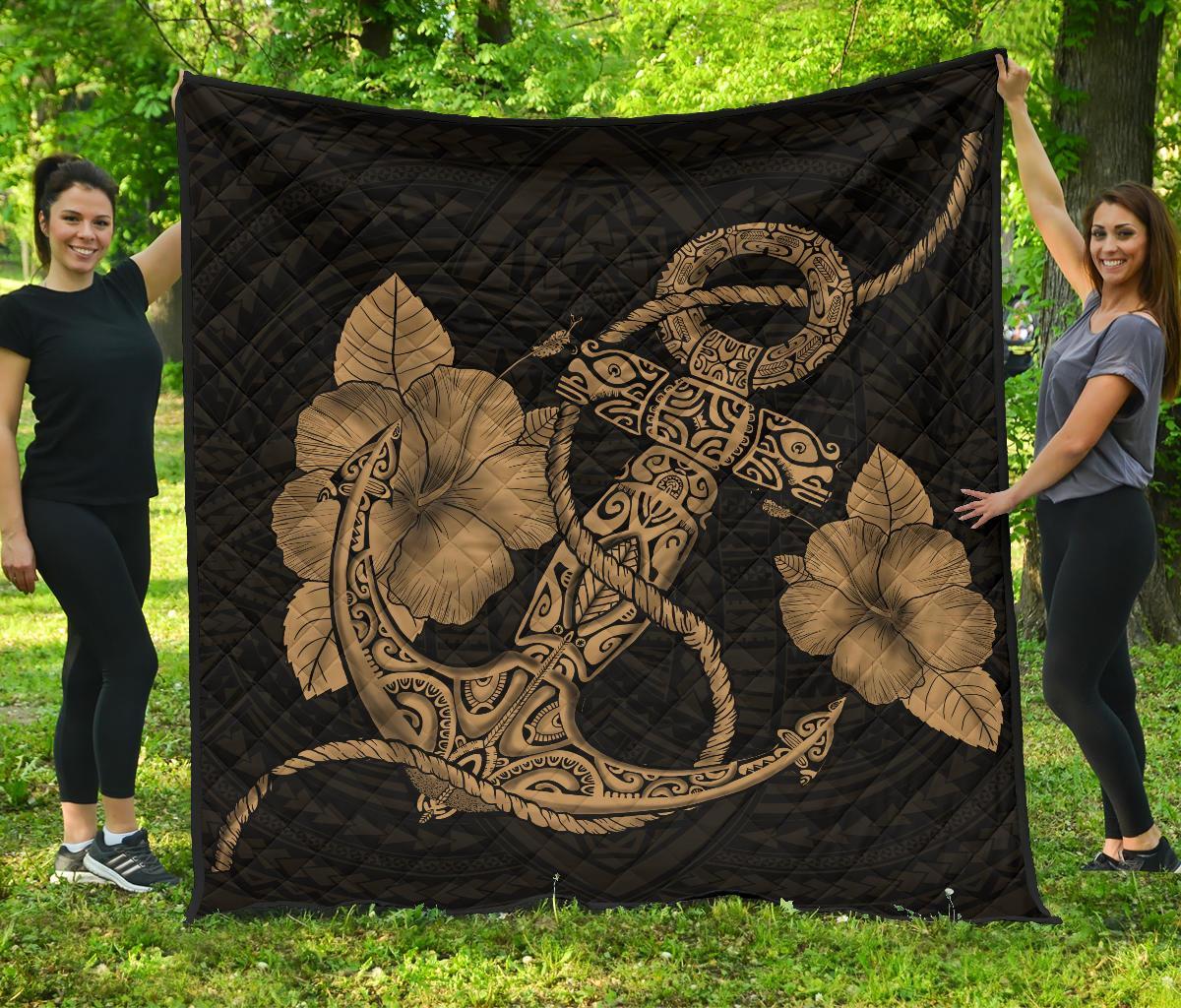 Anchor Gold Poly Tribal Premium Quilt Gold - Polynesian Pride