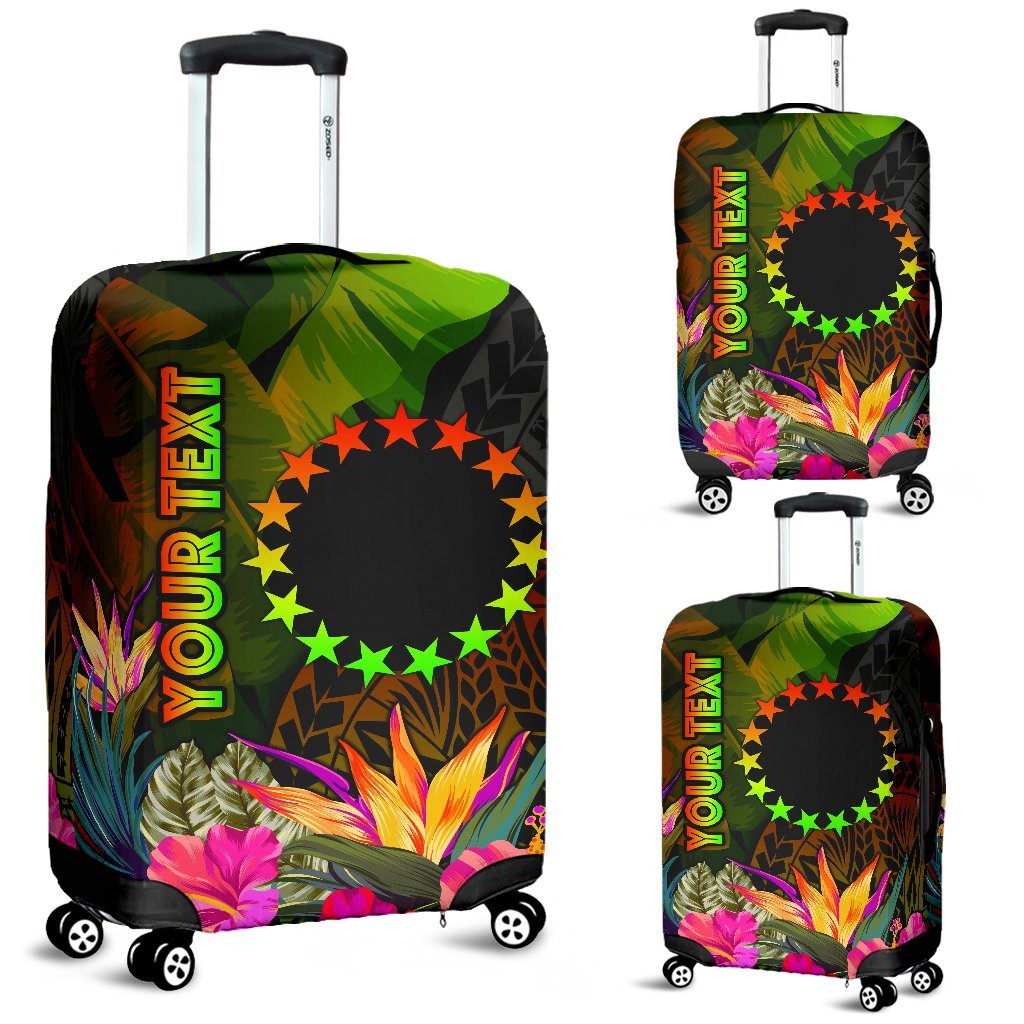 Cook Islands Polynesian Personalised Luggage Covers - Hibiscus and Banana Leaves - Polynesian Pride
