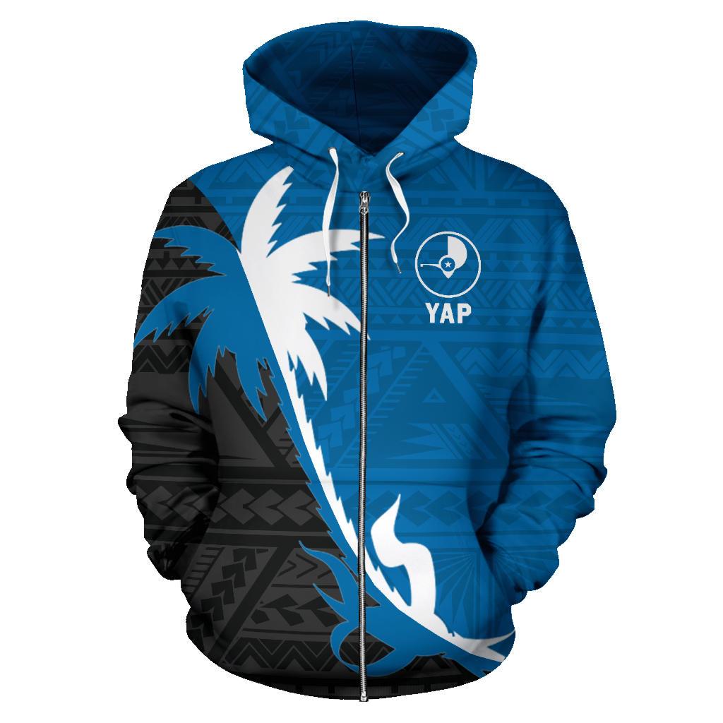 Yap Zip up Hoodie Yap Flag Coconut Tree - Polynesian Pride