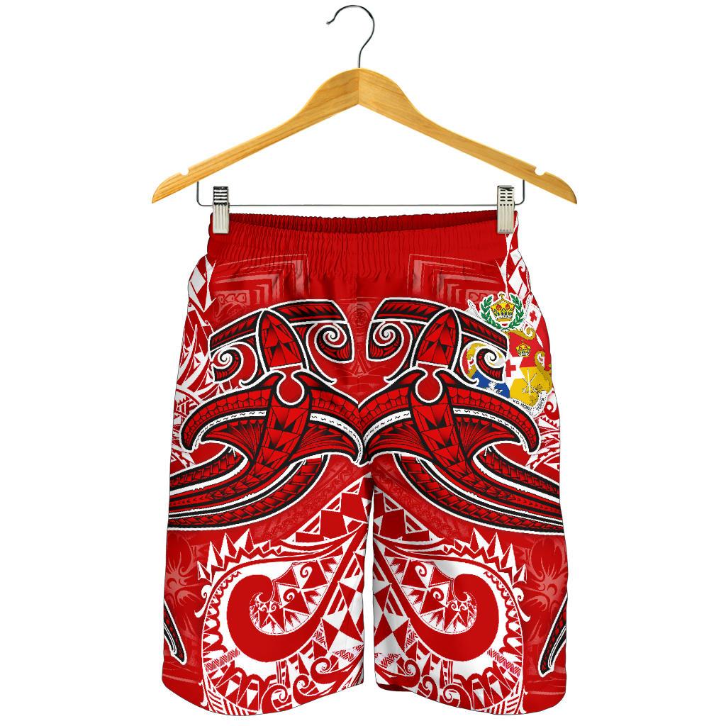Tonga Men's Shorts - Red Shark Polynesian Tattoo - Polynesian Pride