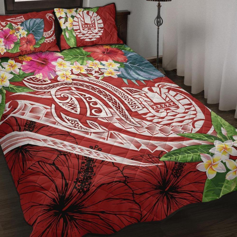 Tonga Polynesian Quilt Bed Set - Summer Plumeria (Red) Red - Polynesian Pride