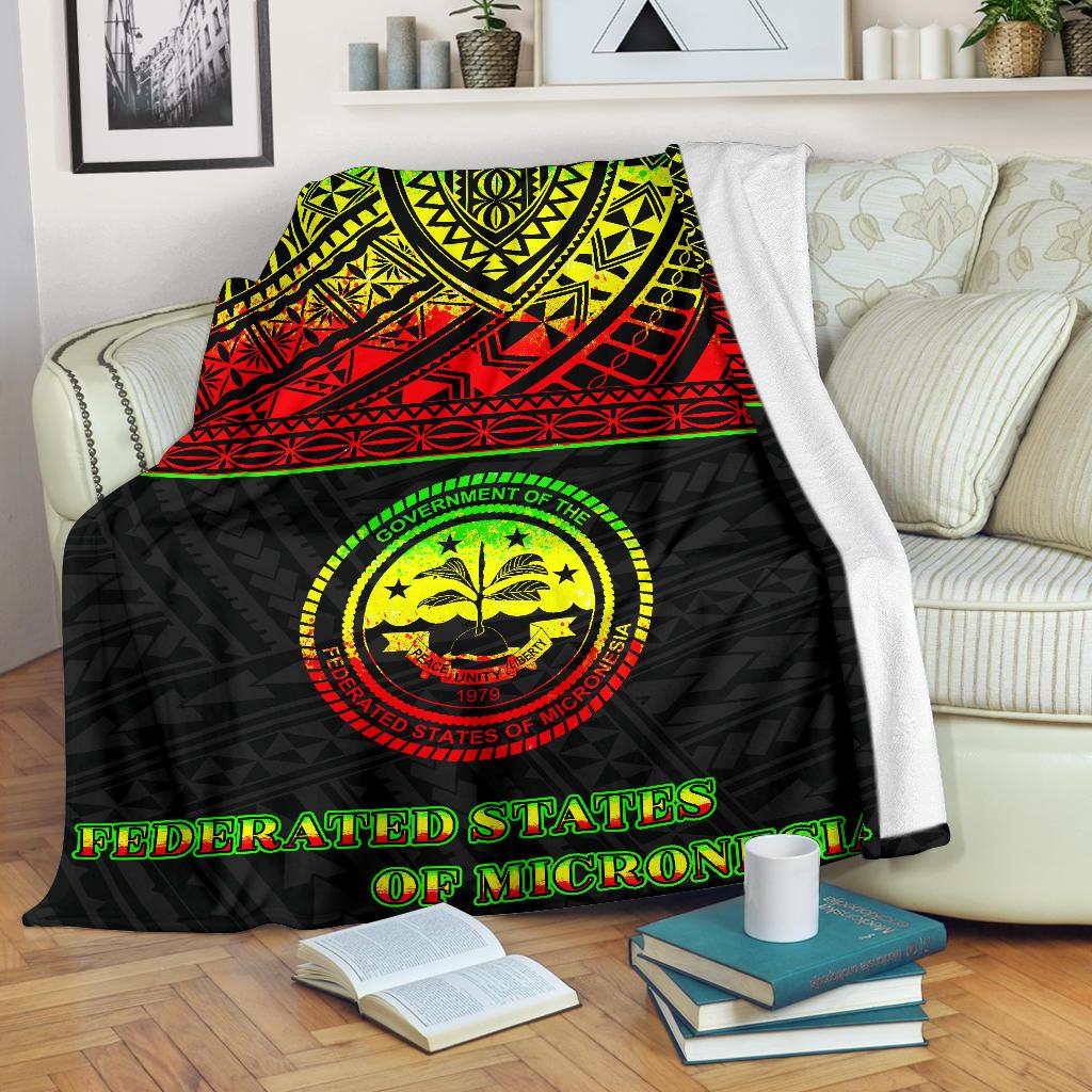 Federated States of Micronesia Premium Blanket - Micronesian Reggae Version White - Polynesian Pride