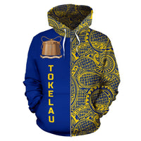 Tokelau Zip up Hoodie Tokelau Coat of Arms Polynesian Tattoo Half Style TH0 - Polynesian Pride