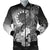 Cook Islands Men's Bomber Jacket - Humpback Whale with Tropical Flowers (White) White - Polynesian Pride