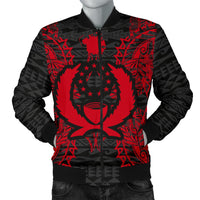 Pohnpei Polynesian Men's Bomber Jacket Map Red Red - Polynesian Pride
