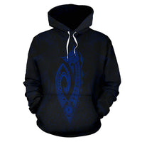 Polynesian Fish Hook Kanaka Map of Hawaii Hoodie Blue - Polynesian Pride
