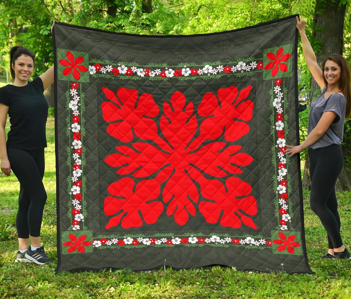 Hawaii Pattern Royal Premium Quilt - Nice Style Red - Polynesian Pride