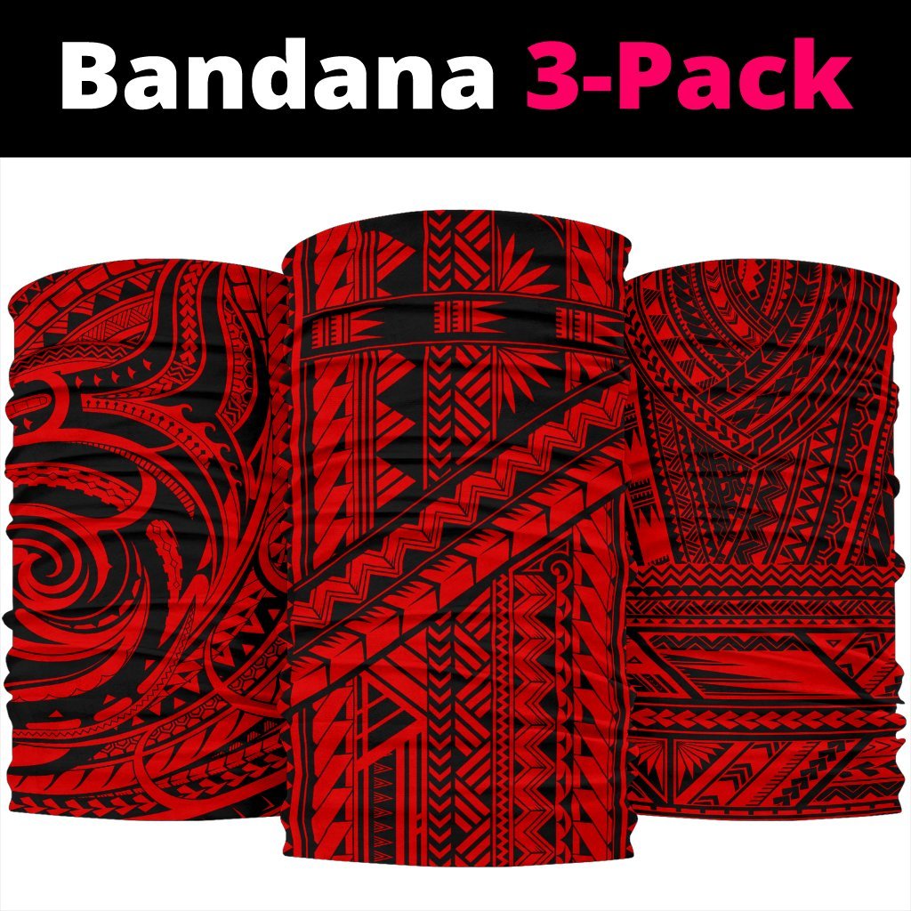 Polynesian Tatau Mixed Red Set Unisex Bandana One Size Red - Polynesian Pride