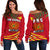 Papua New Guinea Rugby Off Shoulder Sweater Coconut Leaves - The Kumuls Red - Polynesian Pride
